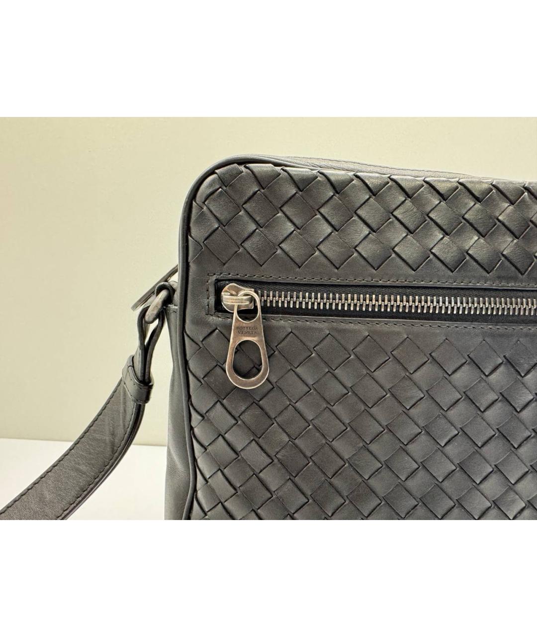 BOTTEGA VENETA Черная кожаная сумка на плечо, фото 4