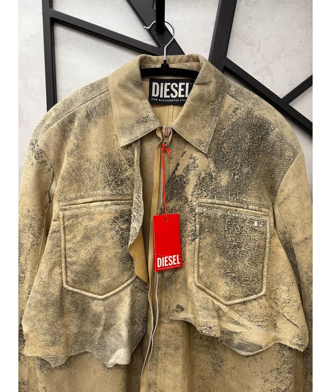 DIESEL Бежевая кожаная куртка, фото 4