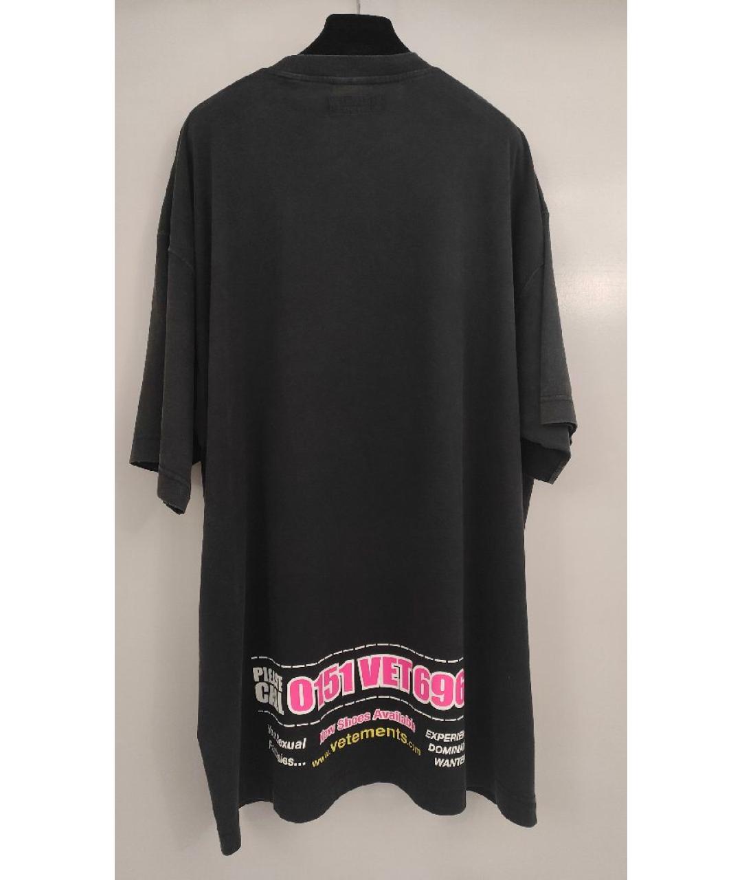 VETEMENTS Черная хлопковая футболка, фото 2