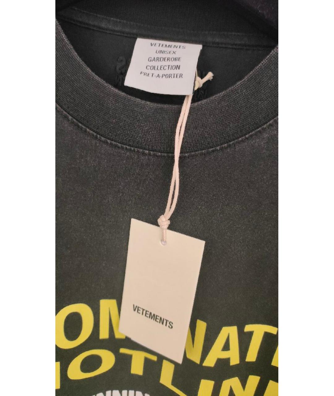 VETEMENTS Черная хлопковая футболка, фото 3