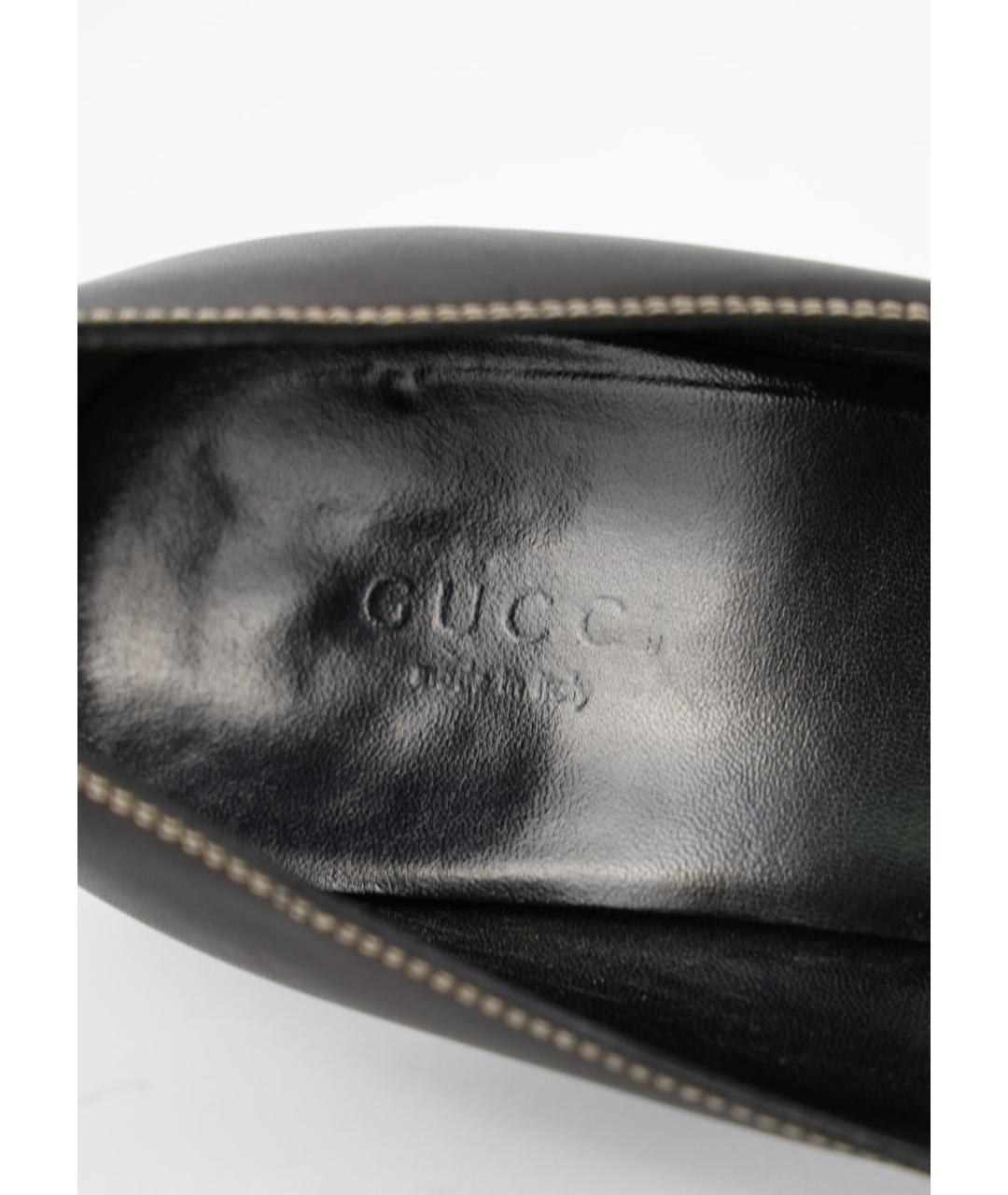 GUCCI Черные кожаные туфли, фото 5
