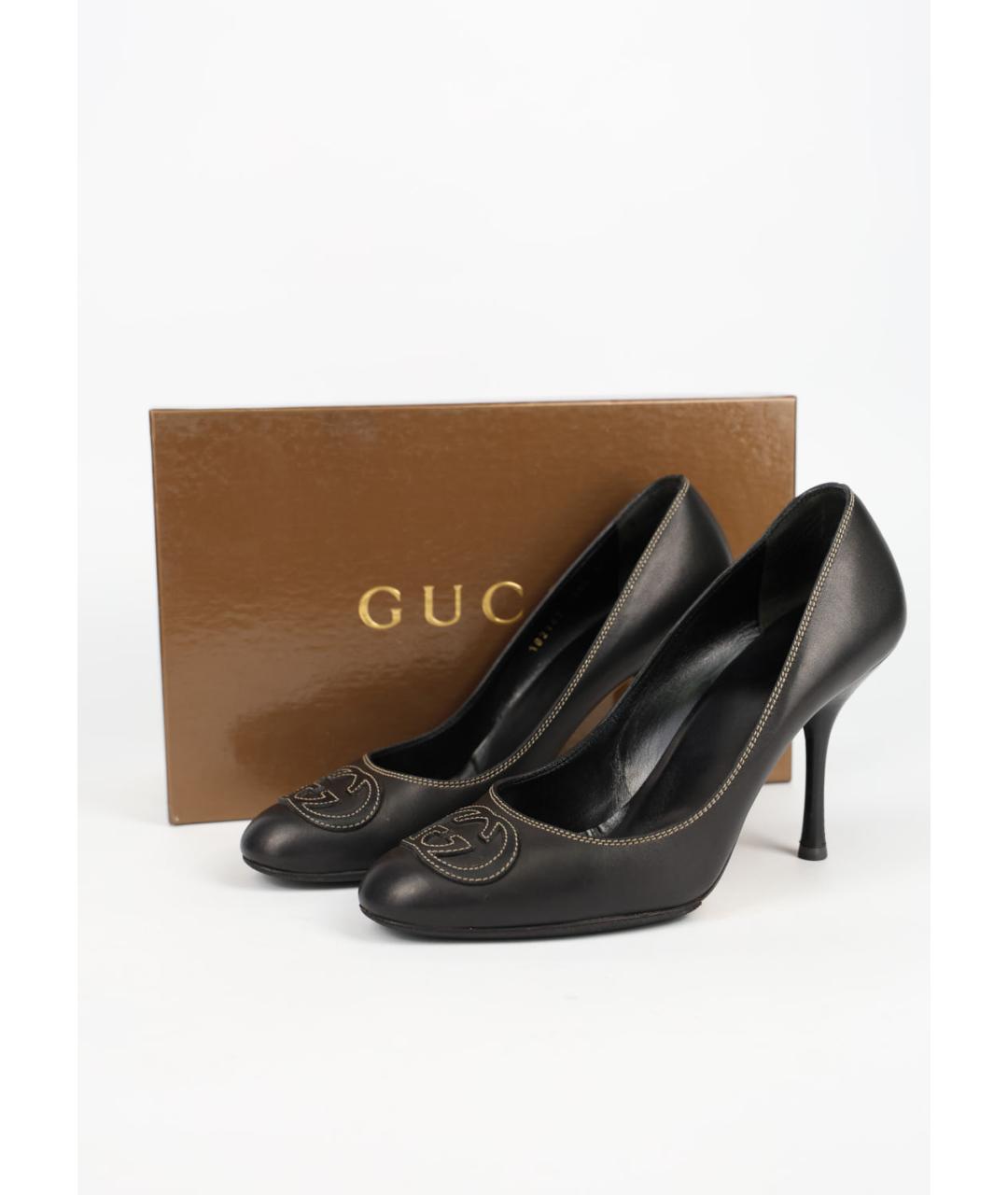 GUCCI Черные кожаные туфли, фото 6