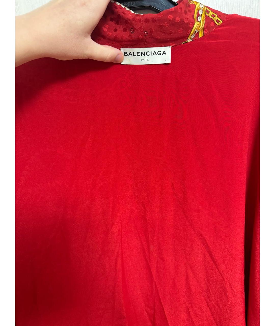 BALENCIAGA Красное шелковое платье, фото 4