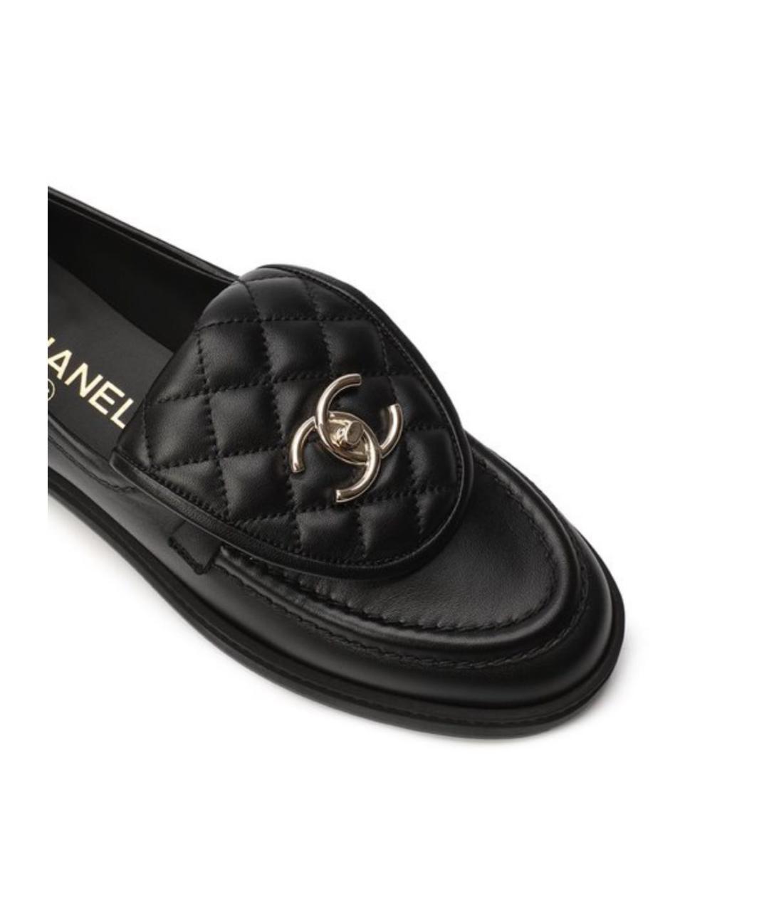 CHANEL Черные кожаные лоферы, фото 4