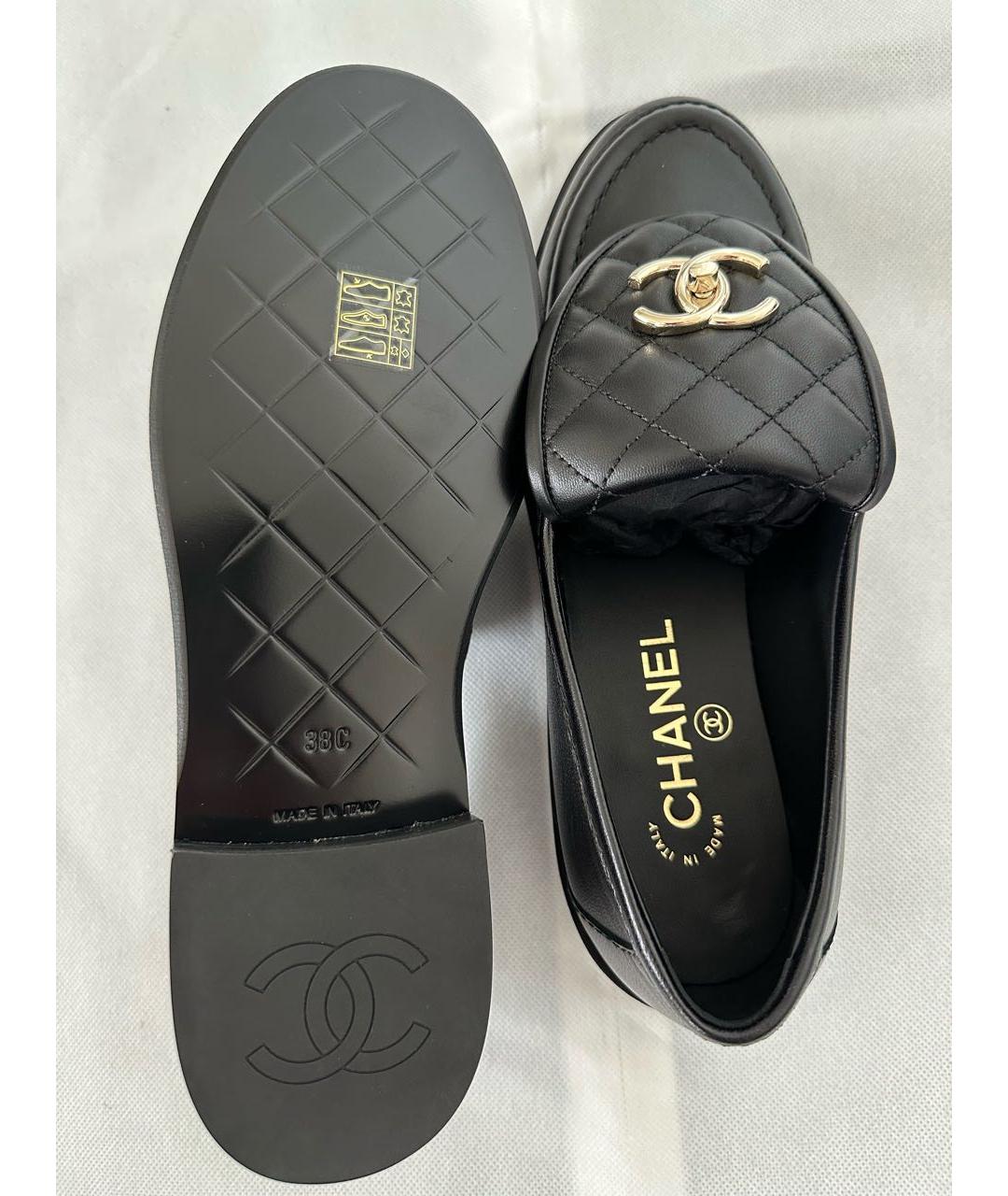 CHANEL Черные кожаные лоферы, фото 7