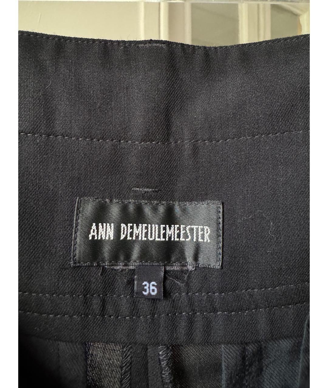 ANN DEMEULEMEESTER Черные шерстяные прямые брюки, фото 5