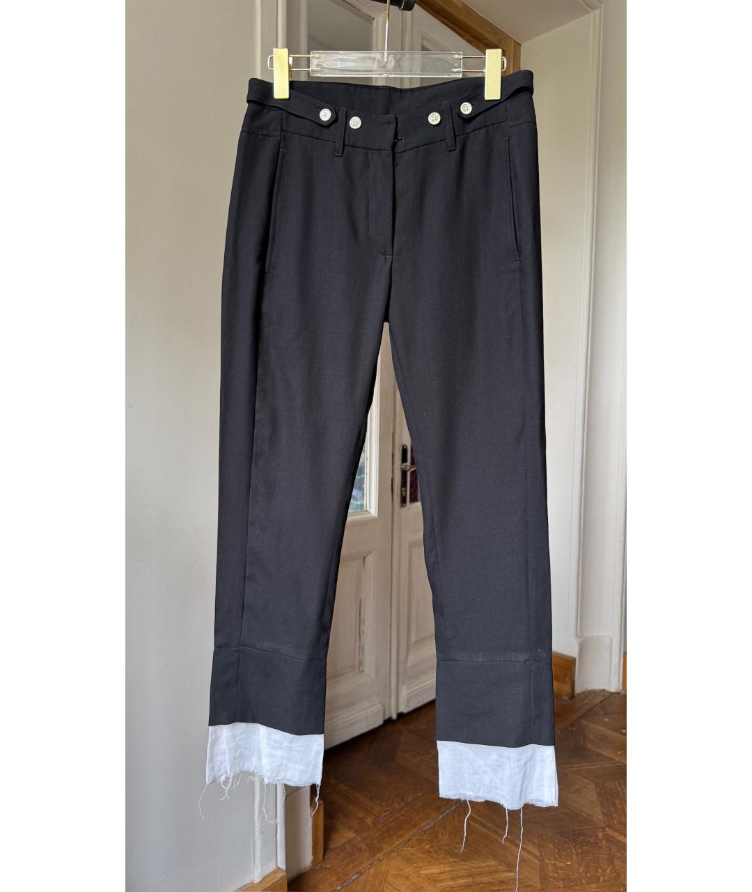 ANN DEMEULEMEESTER Черные шерстяные прямые брюки, фото 7
