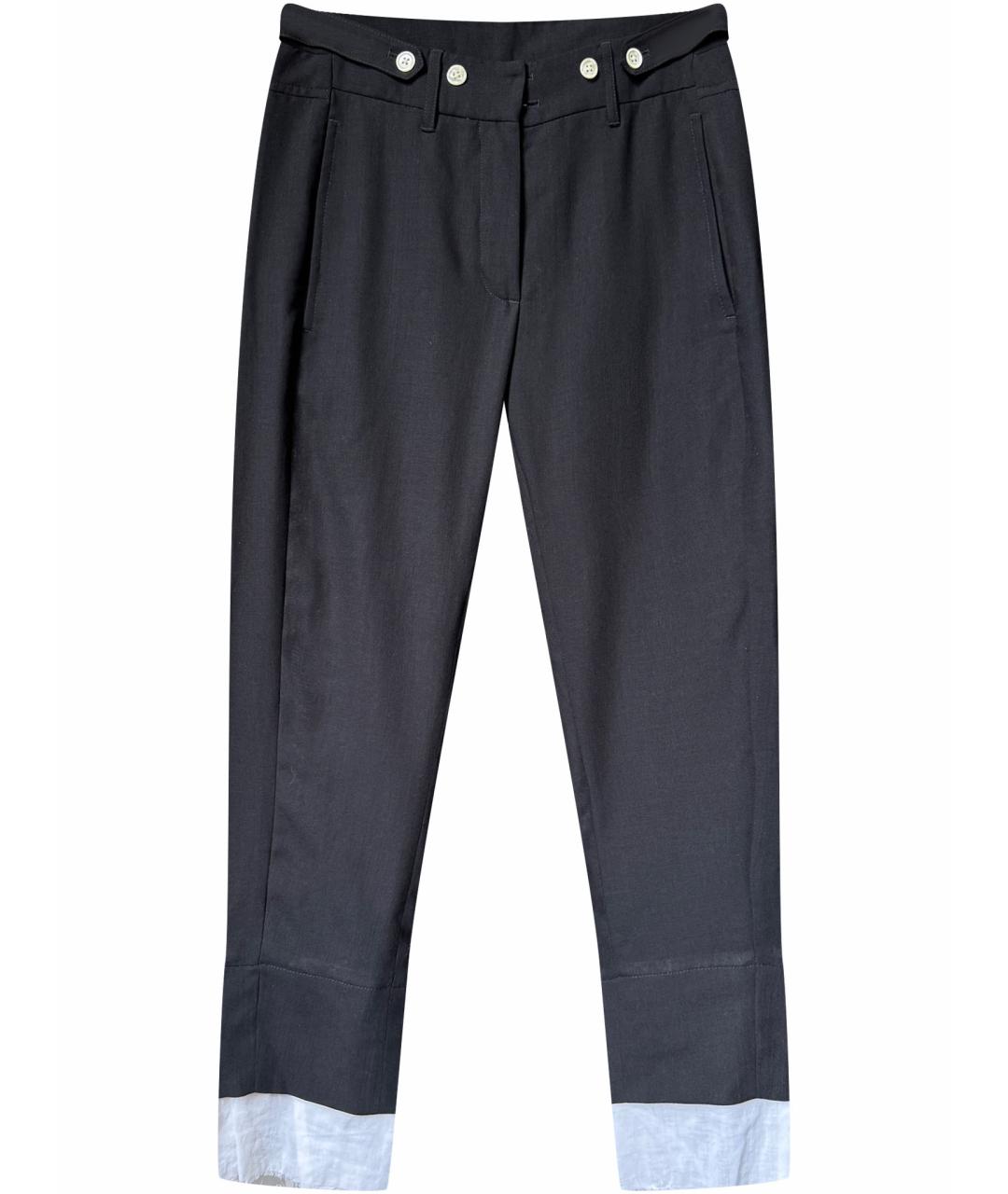 ANN DEMEULEMEESTER Черные шерстяные прямые брюки, фото 1