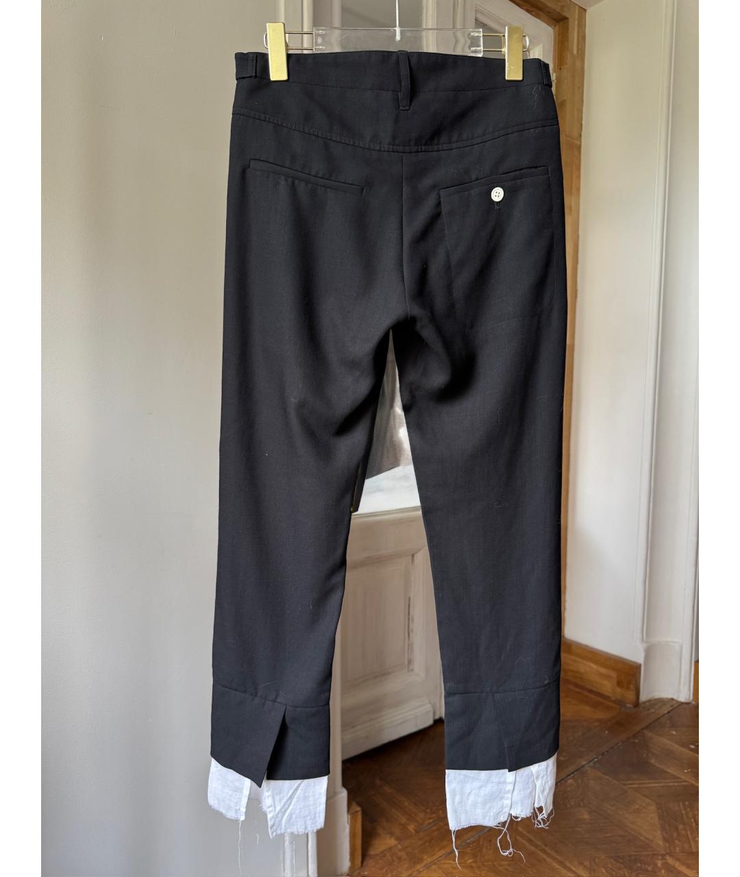 ANN DEMEULEMEESTER Черные шерстяные прямые брюки, фото 2