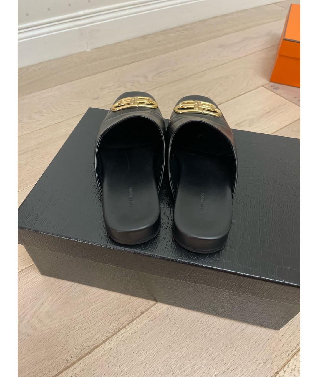 BALENCIAGA Черные кожаные сабо, фото 4