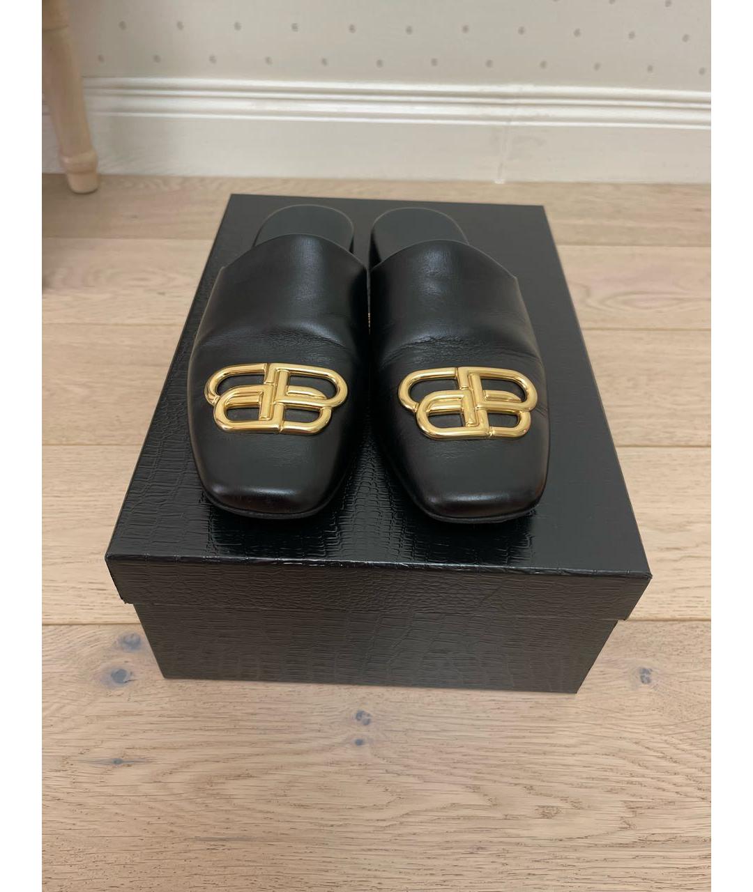 BALENCIAGA Черные кожаные сабо, фото 2