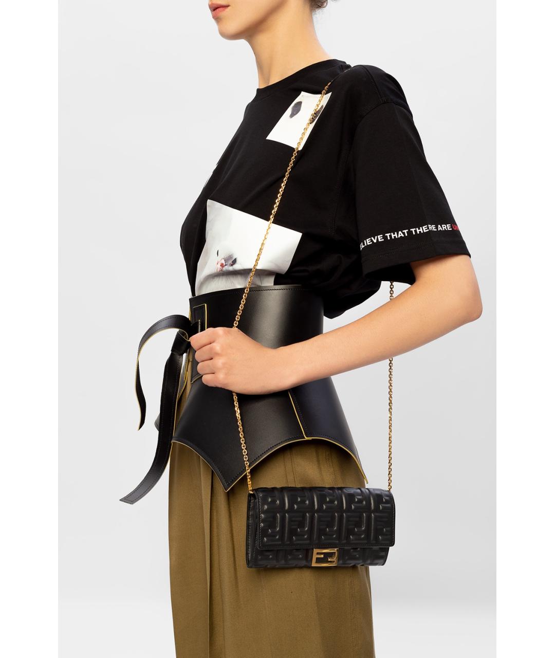 FENDI Черный кожаный кошелек, фото 5