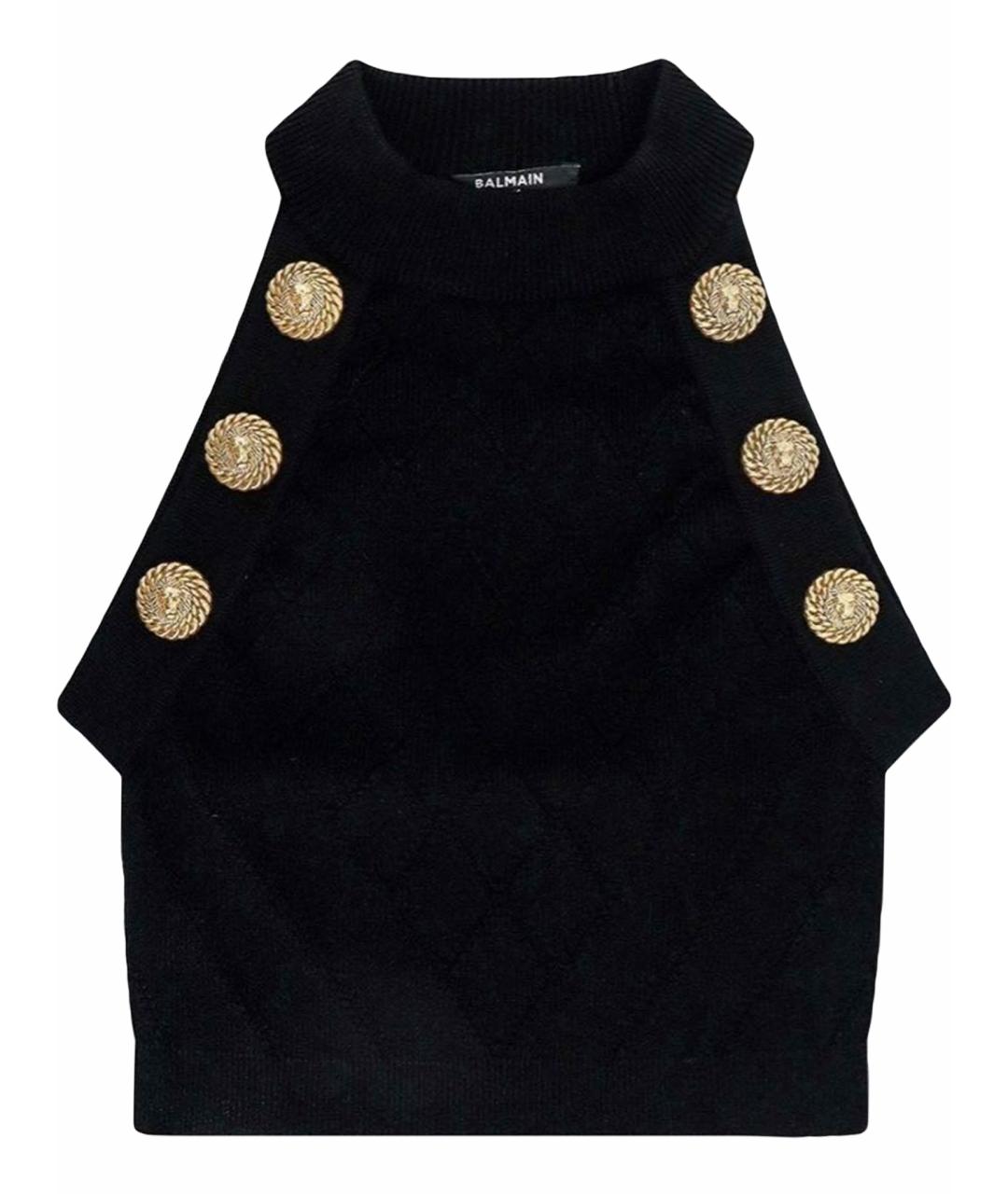 BALMAIN Черная вискозная майка, фото 1