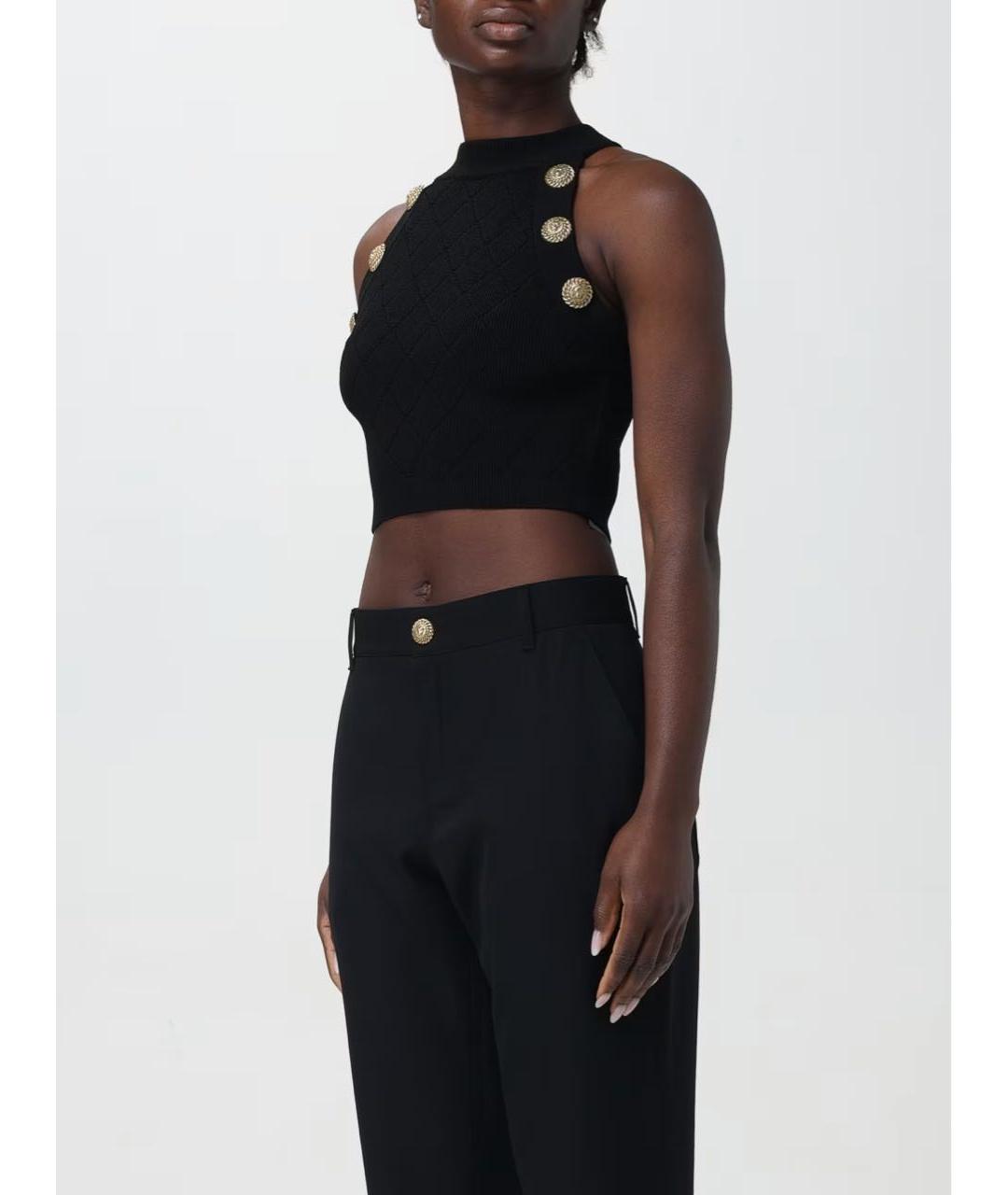 BALMAIN Черная вискозная майка, фото 3