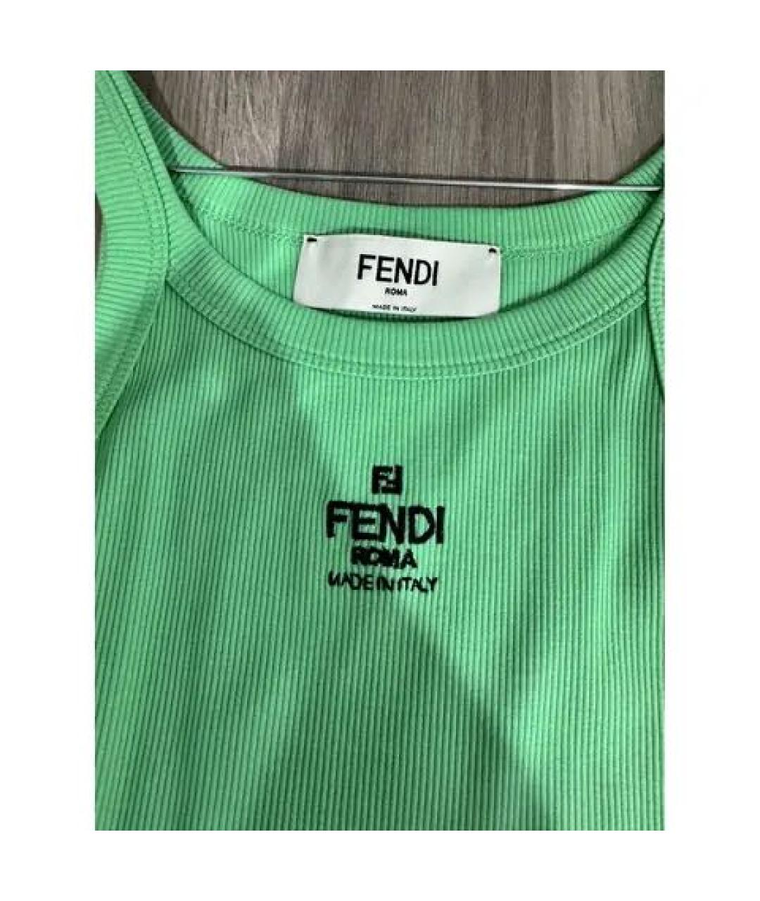 FENDI Зеленая хлопко-эластановая майка, фото 3