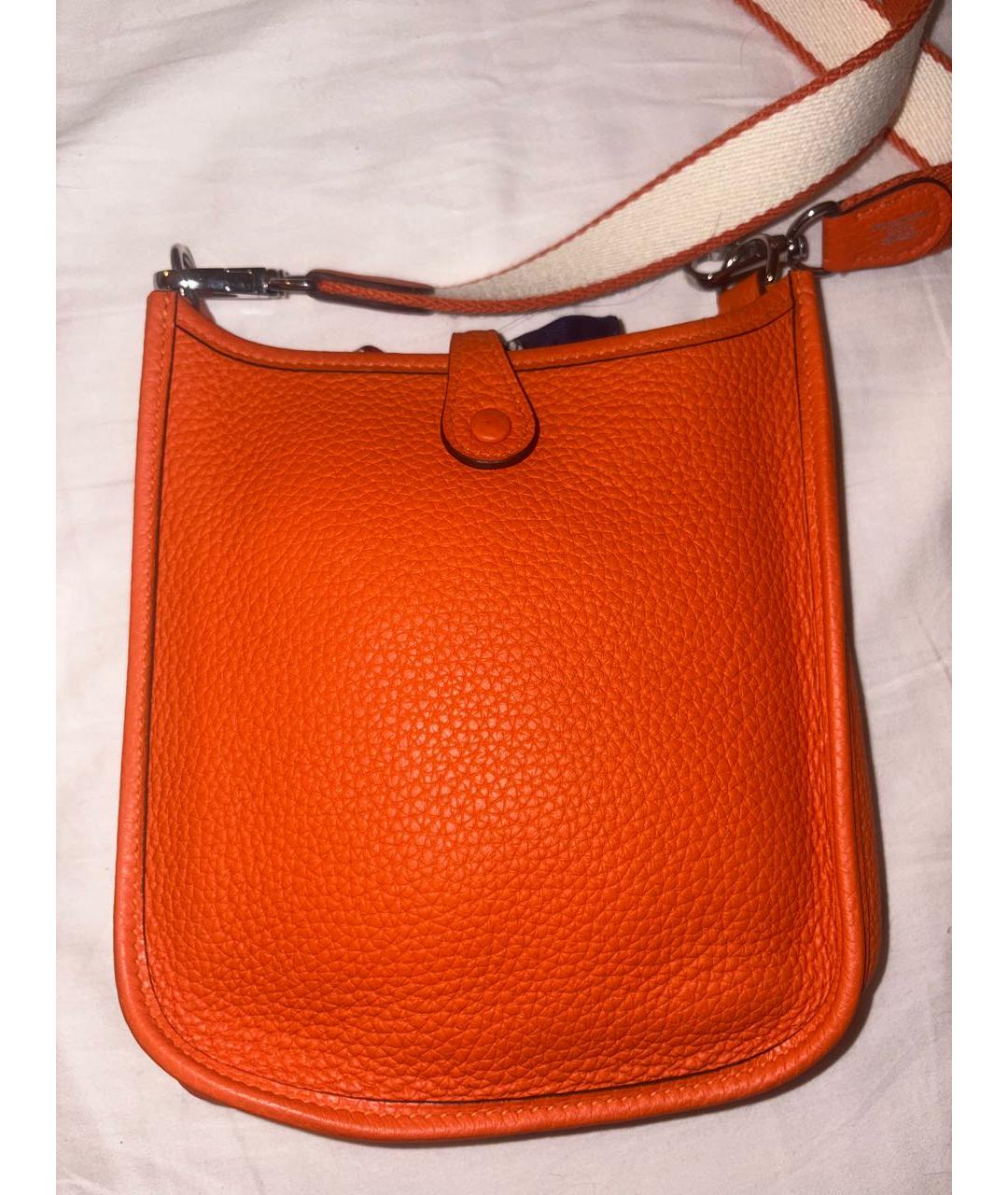 HERMES Оранжевая кожаная сумка через плечо, фото 3