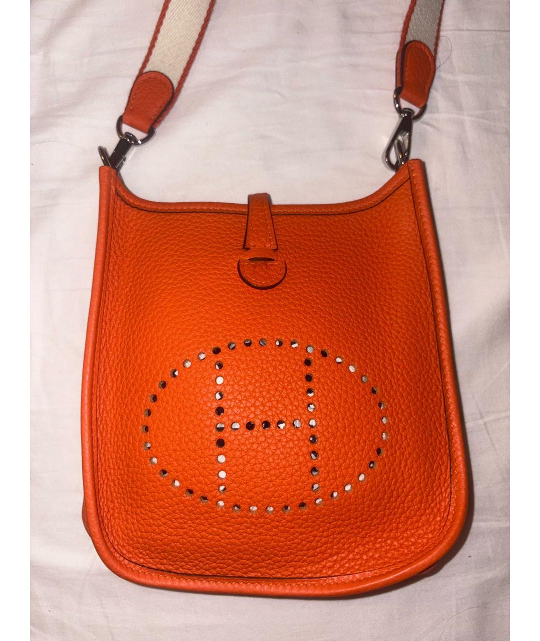 HERMES Оранжевая кожаная сумка через плечо, фото 7
