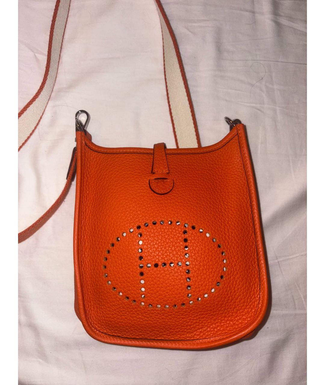 HERMES Оранжевая кожаная сумка через плечо, фото 2