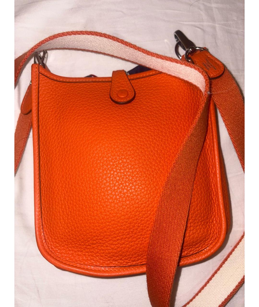 HERMES Оранжевая кожаная сумка через плечо, фото 4
