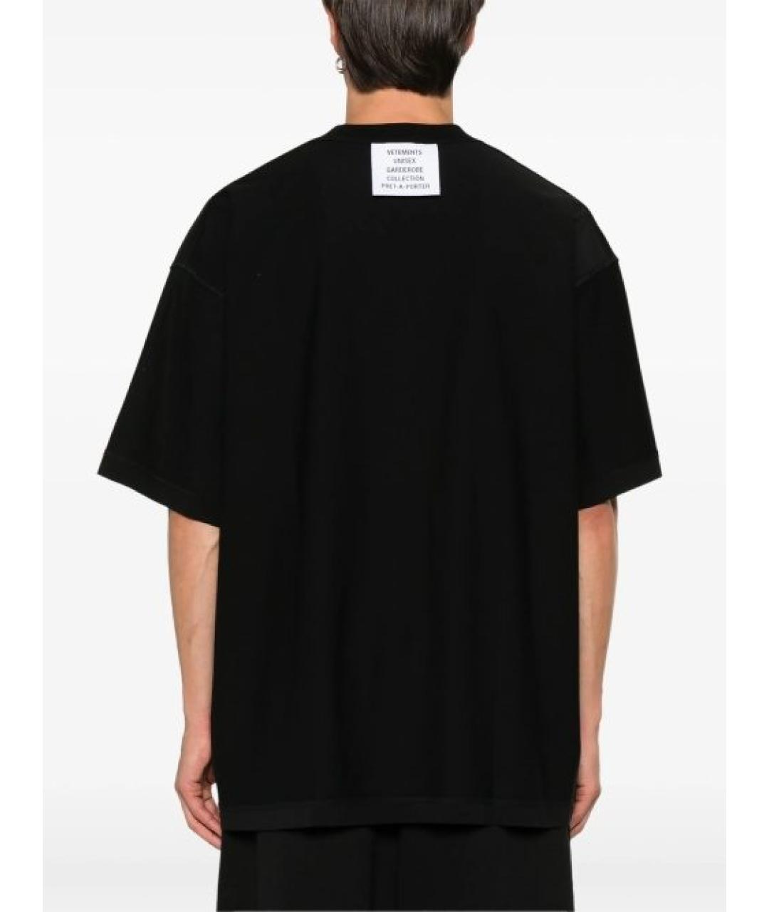 VETEMENTS Черная хлопковая футболка, фото 7