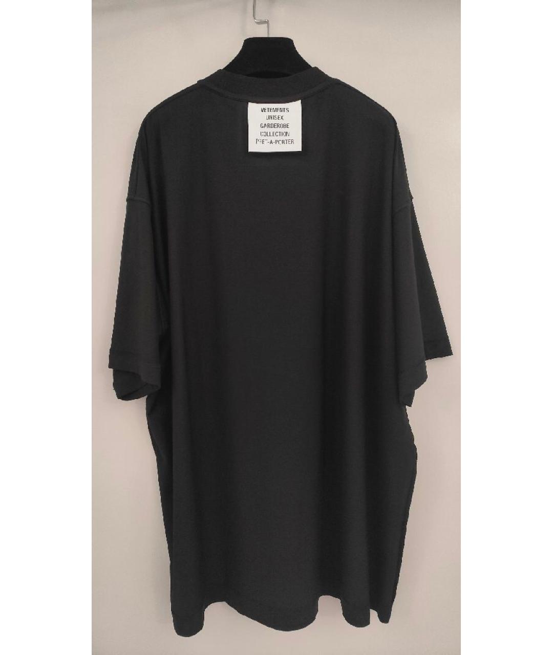 VETEMENTS Черная хлопковая футболка, фото 2