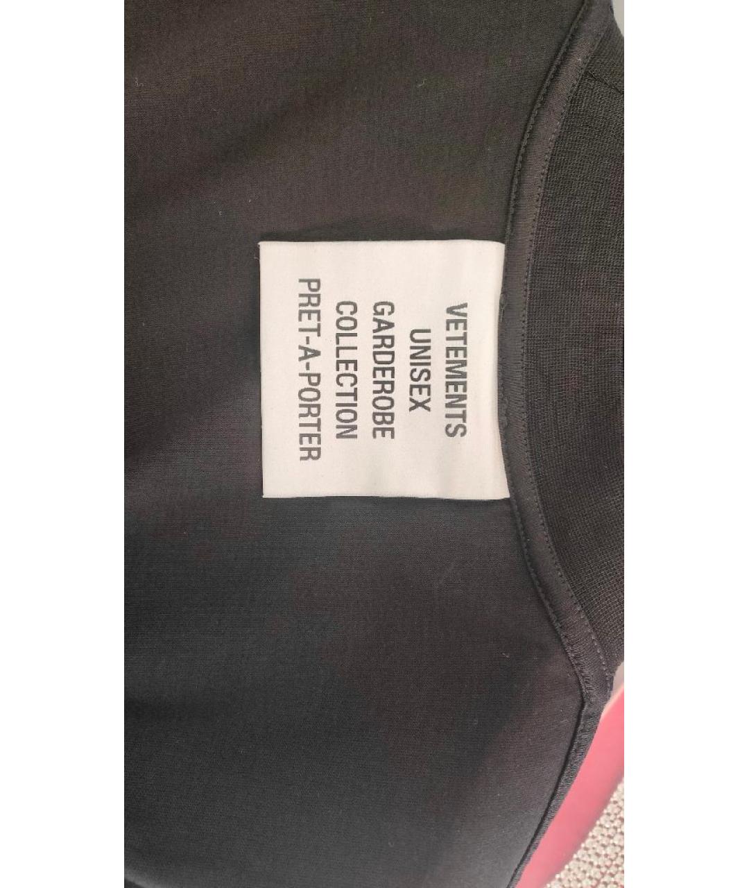 VETEMENTS Черная хлопковая футболка, фото 5