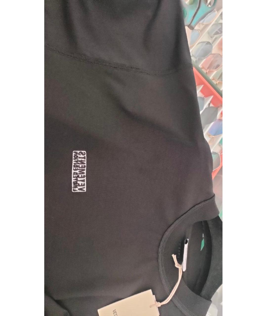 VETEMENTS Черная хлопковая футболка, фото 4