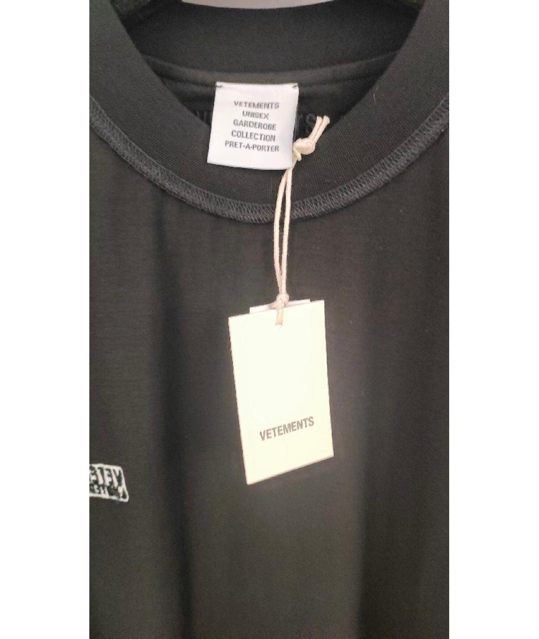 VETEMENTS Черная хлопковая футболка, фото 3