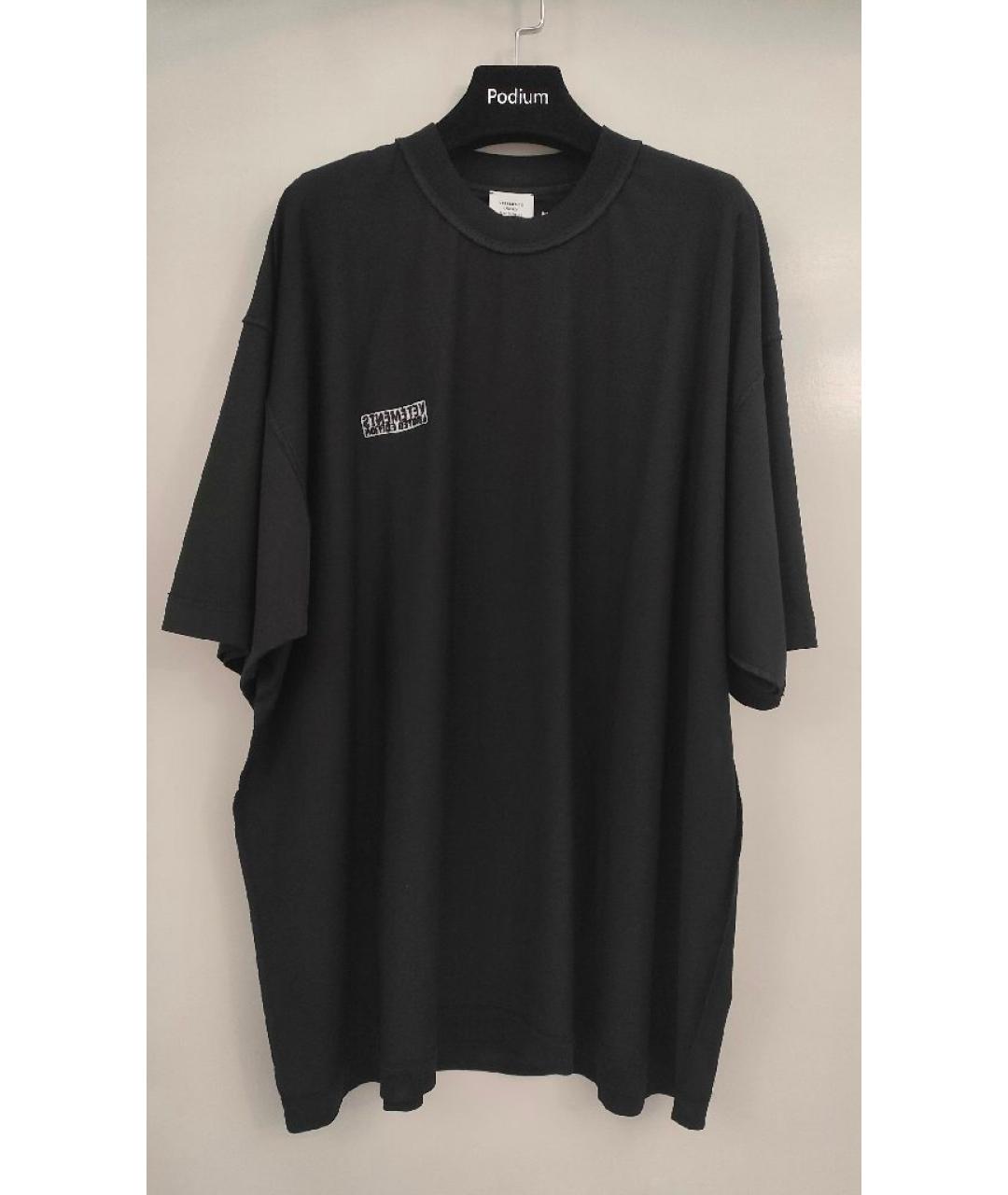 VETEMENTS Черная хлопковая футболка, фото 8
