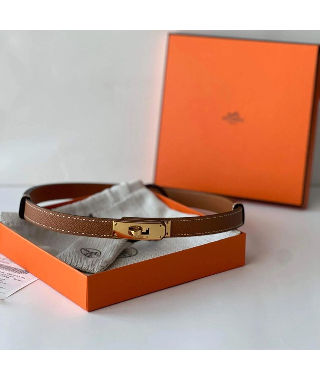 HERMES Оранжевый кожаный ремень, фото 5