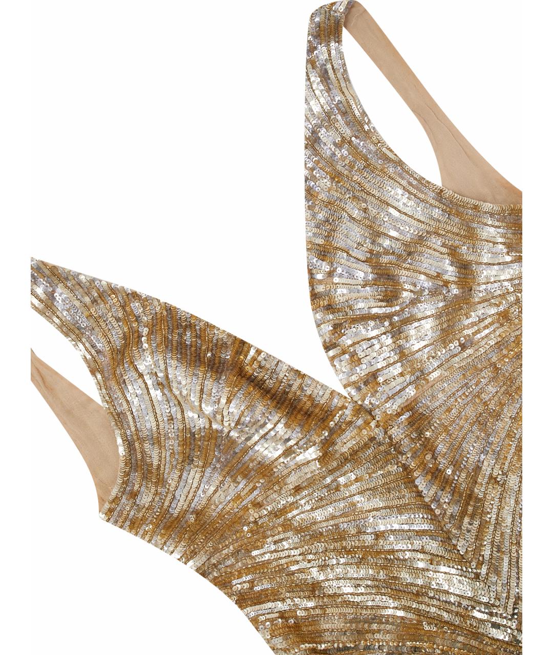 ELIE SAAB Золотое шелковое вечернее платье, фото 3