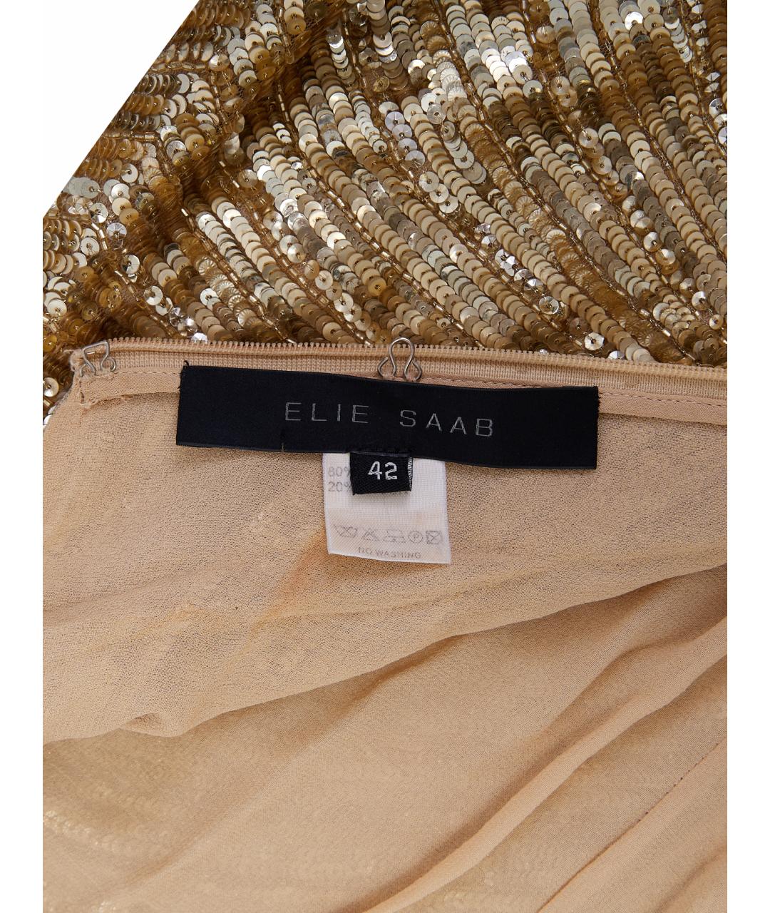 ELIE SAAB Золотое шелковое вечернее платье, фото 4