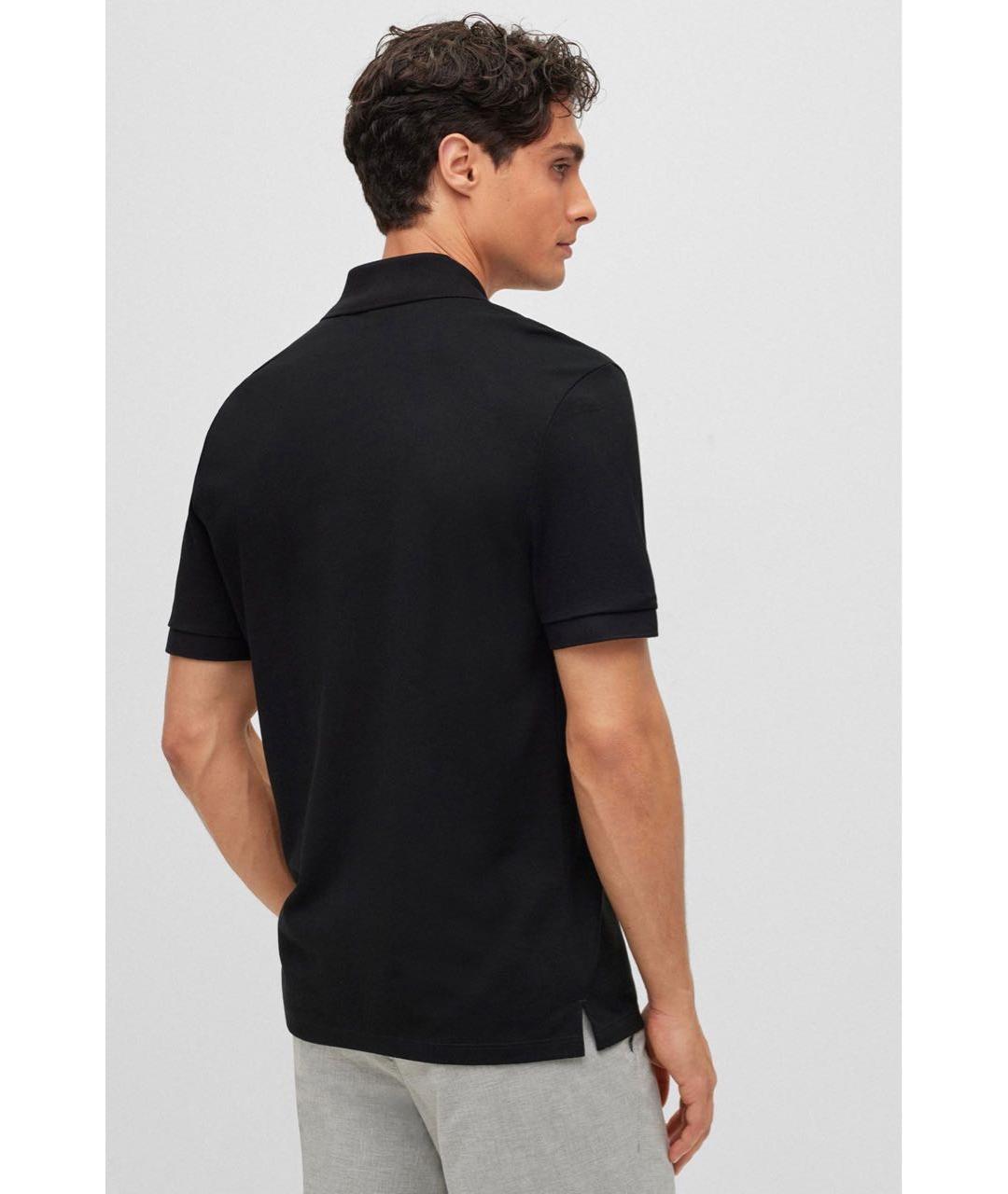 HUGO BOSS Черное хлопковое поло с коротким рукавом, фото 5