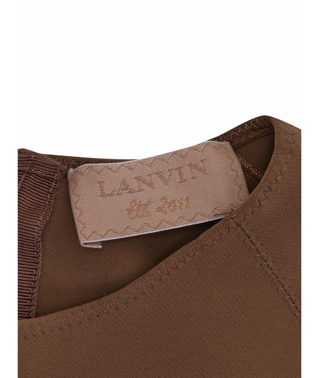 LANVIN Коричневое шелковое повседневное платье, фото 5