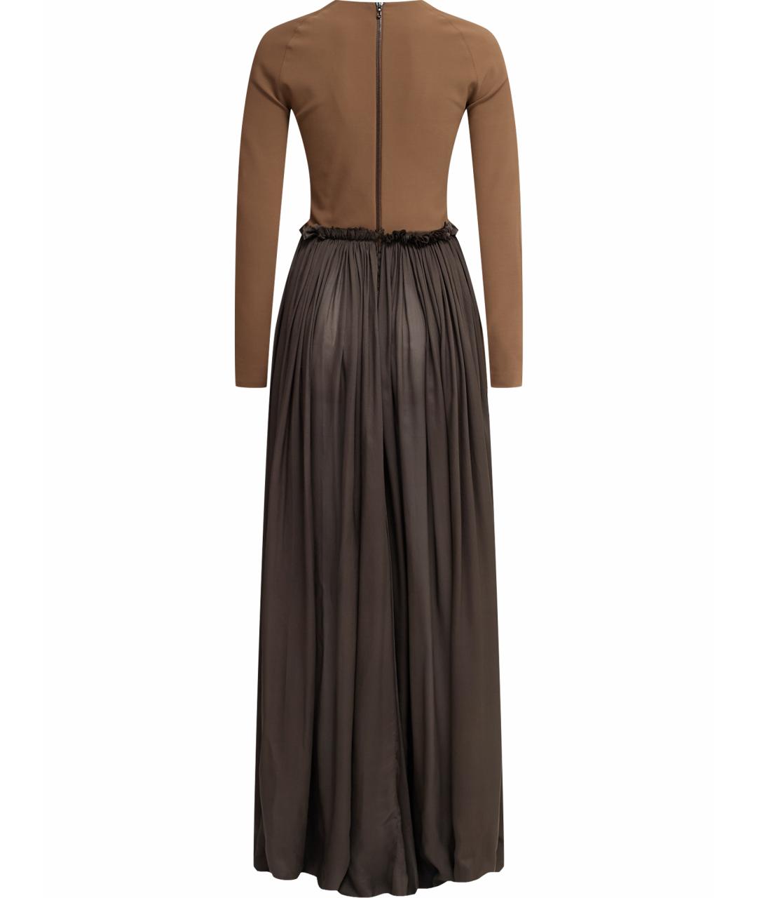 LANVIN Коричневое шелковое повседневное платье, фото 3