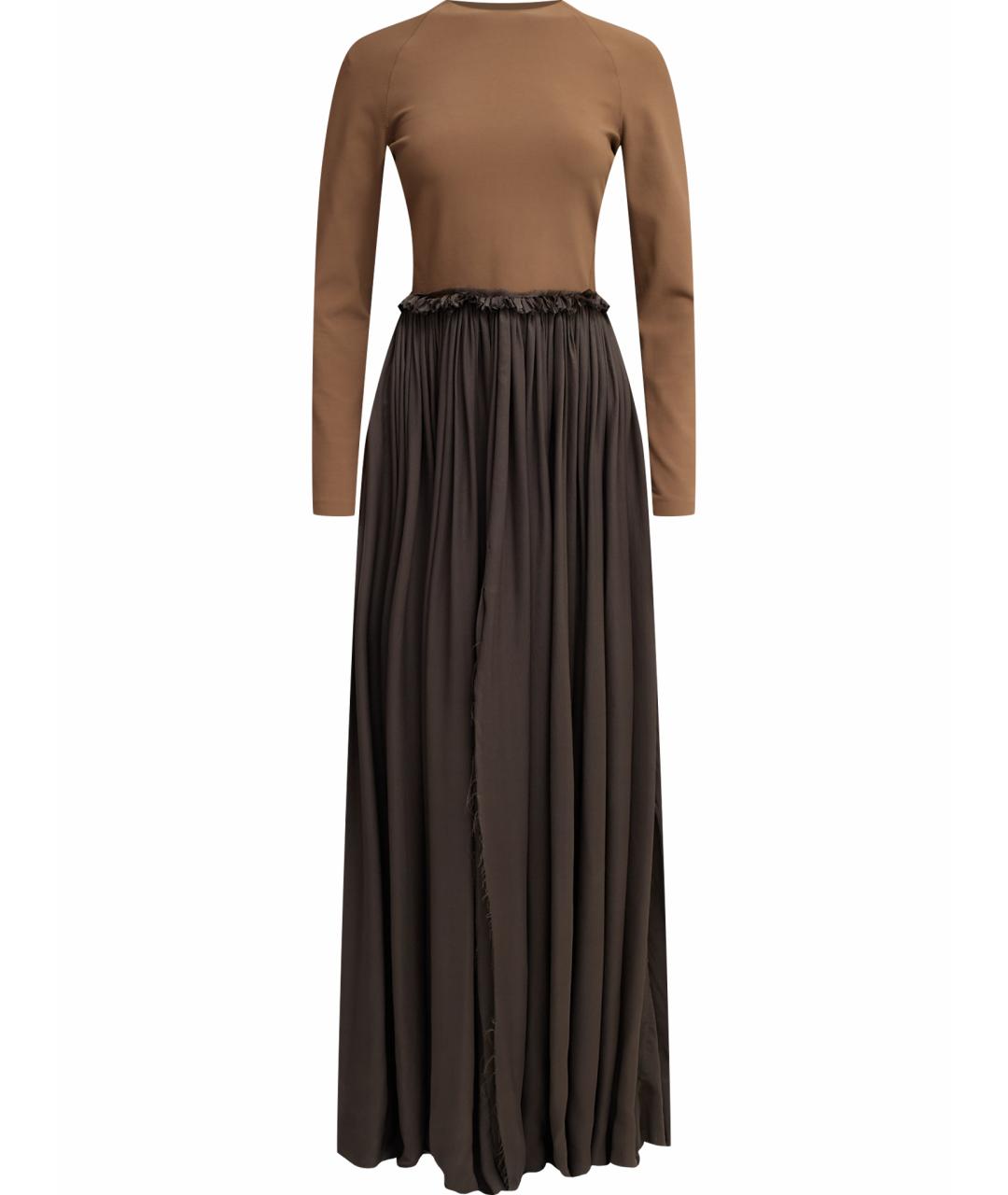 LANVIN Коричневое шелковое повседневное платье, фото 1