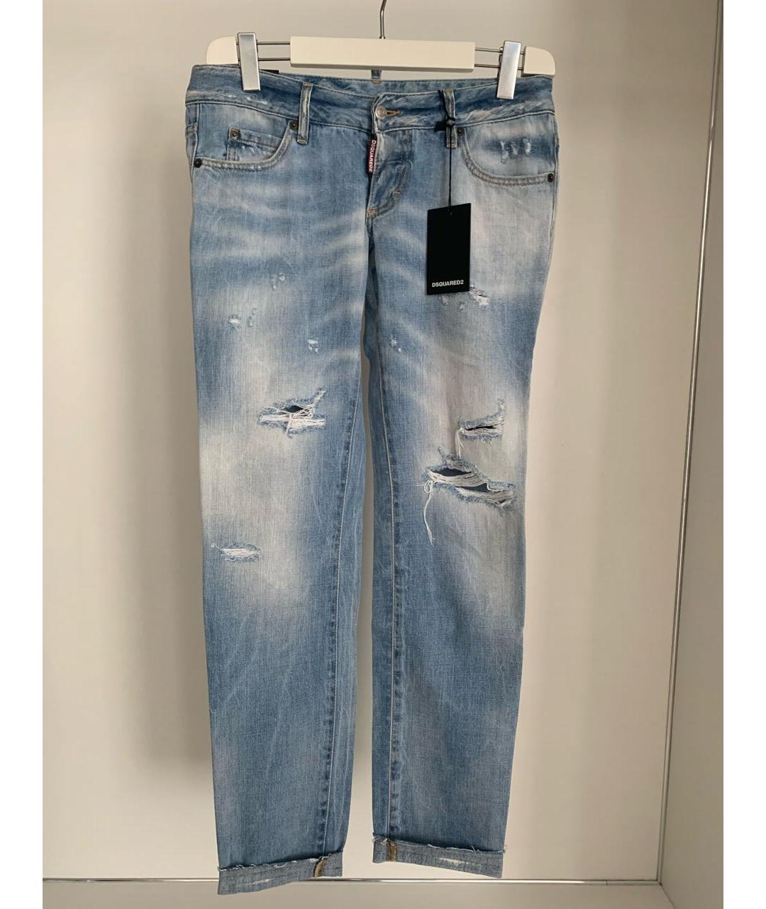 DSQUARED2 Голубые хлопковые прямые джинсы, фото 5