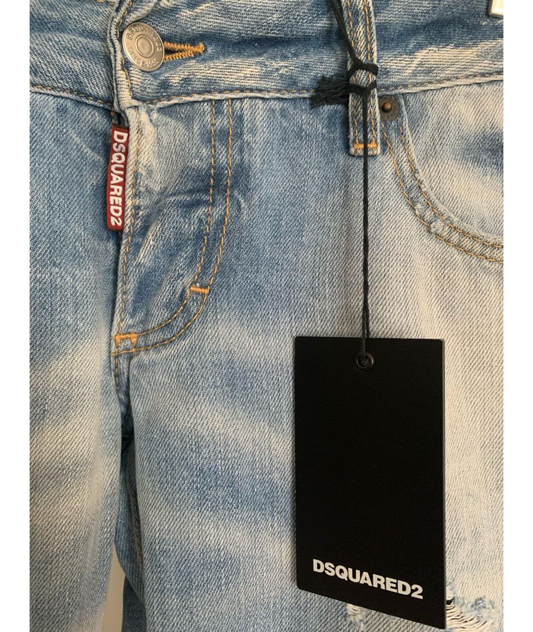 DSQUARED2 Голубые хлопковые прямые джинсы, фото 3