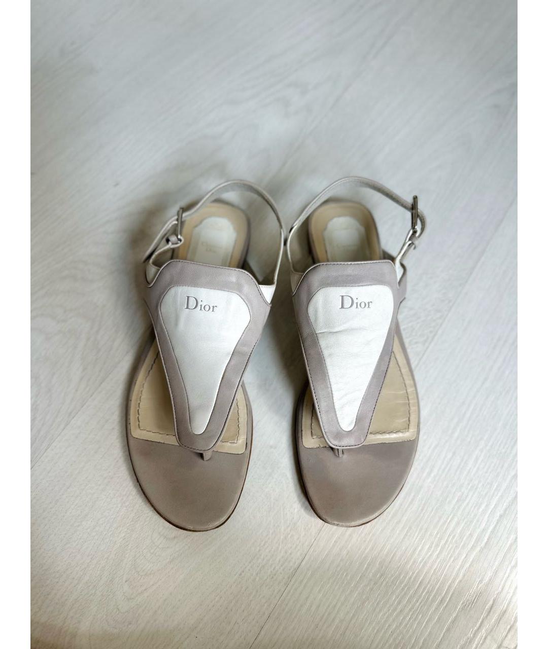 CHRISTIAN DIOR Серые кожаные босоножки, фото 2