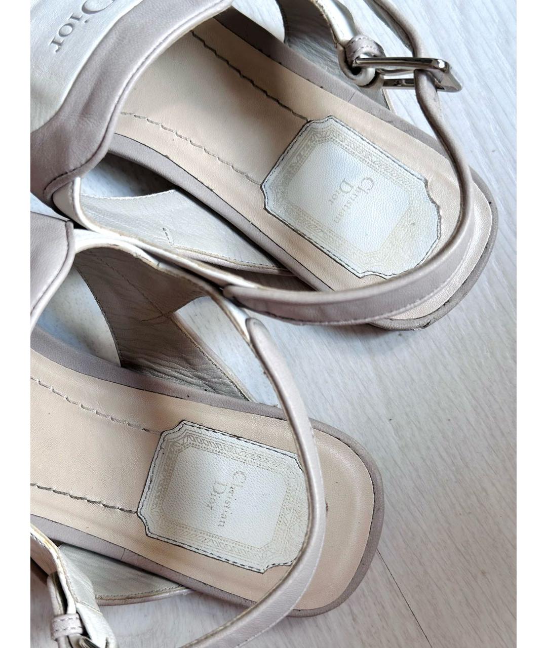 CHRISTIAN DIOR Серые кожаные босоножки, фото 4