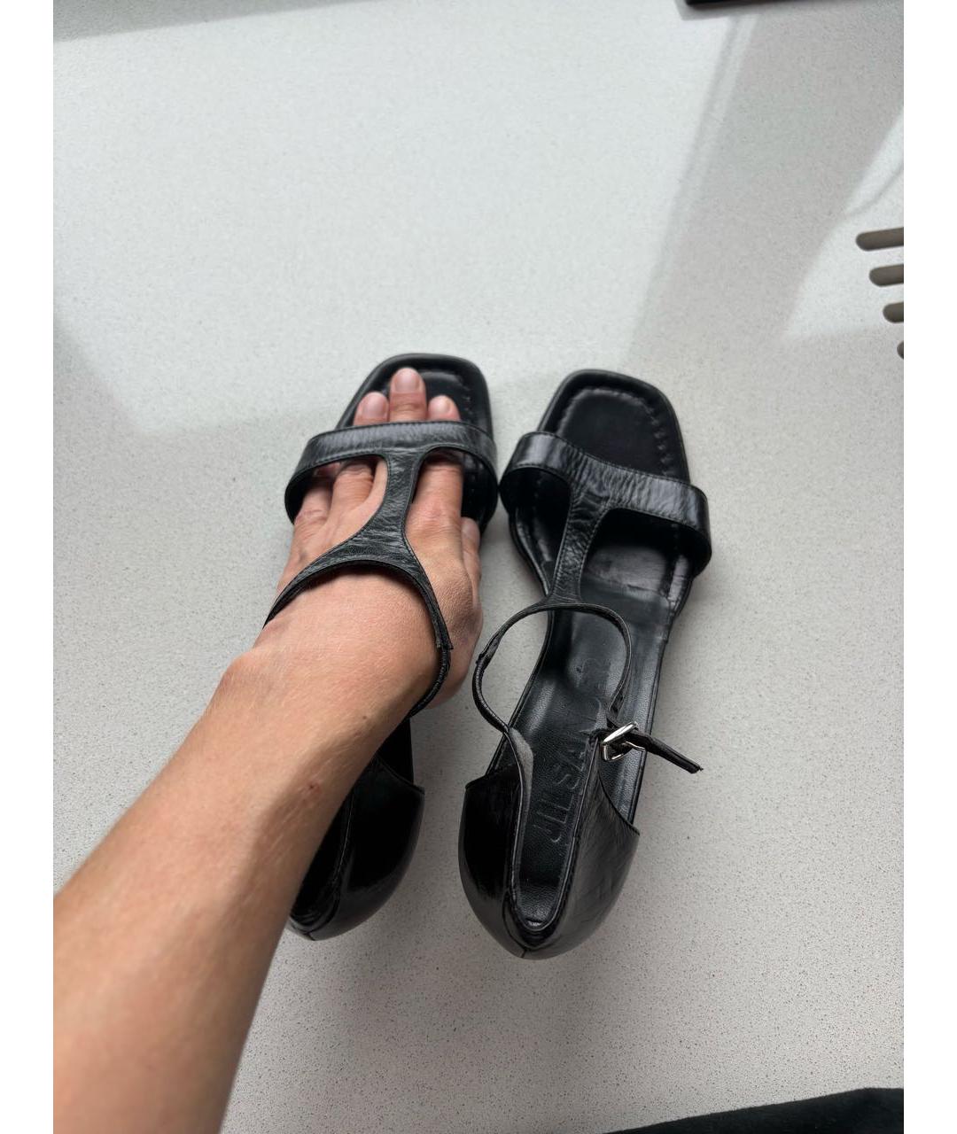 JIL SANDER Черные кожаные босоножки, фото 5