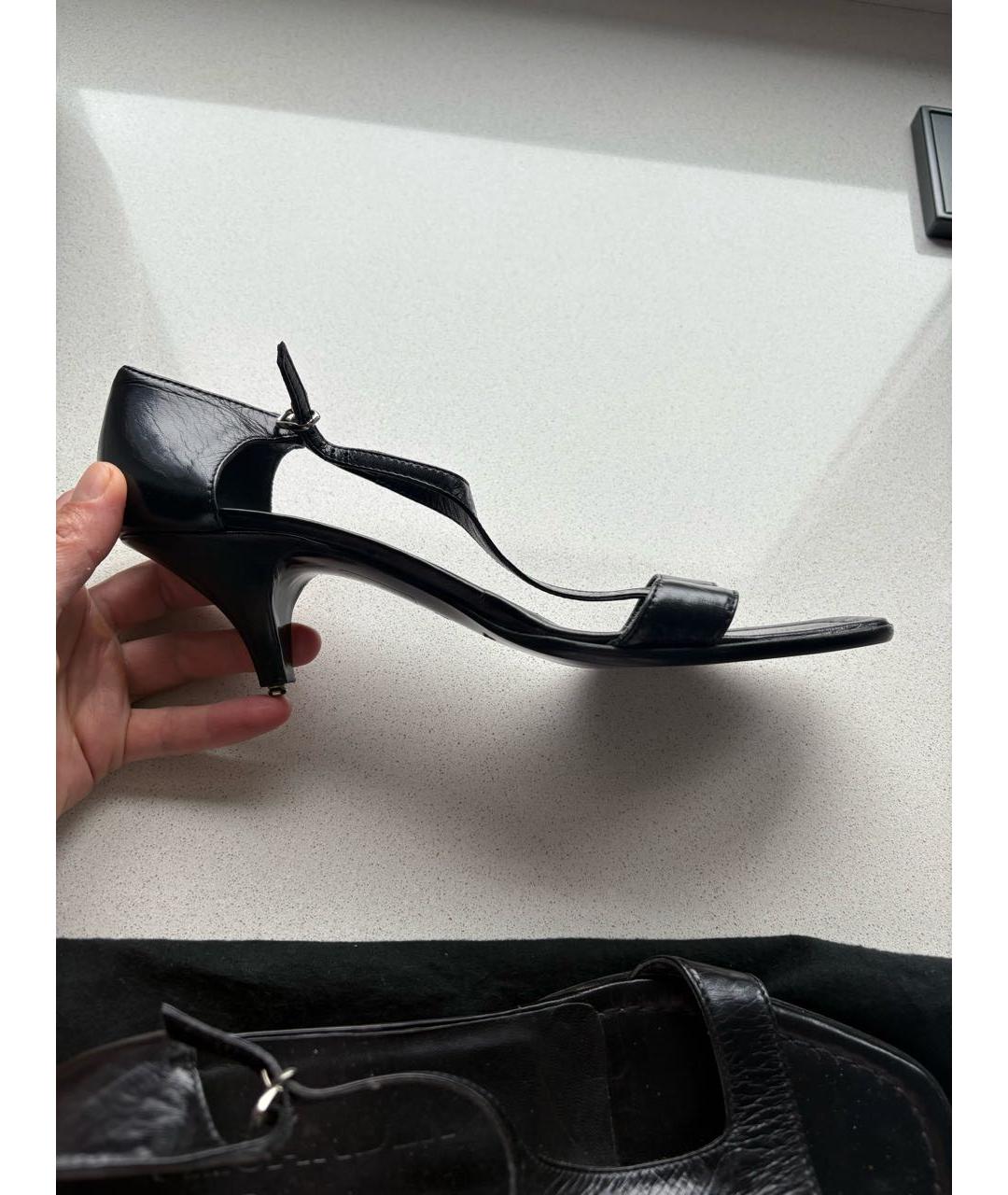 JIL SANDER Черные кожаные босоножки, фото 7