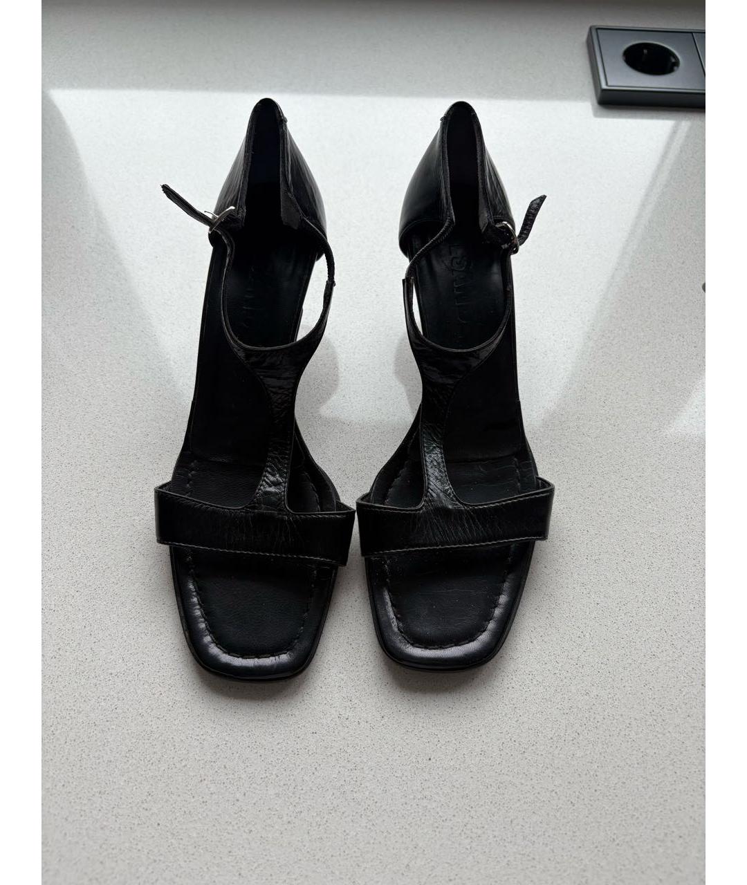 JIL SANDER Черные кожаные босоножки, фото 2