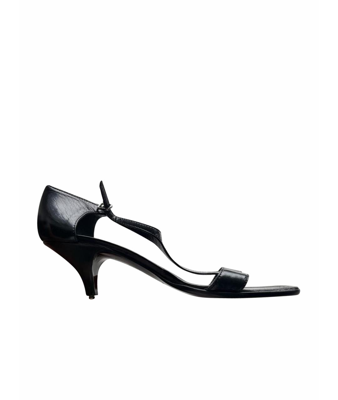 JIL SANDER Черные кожаные босоножки, фото 1