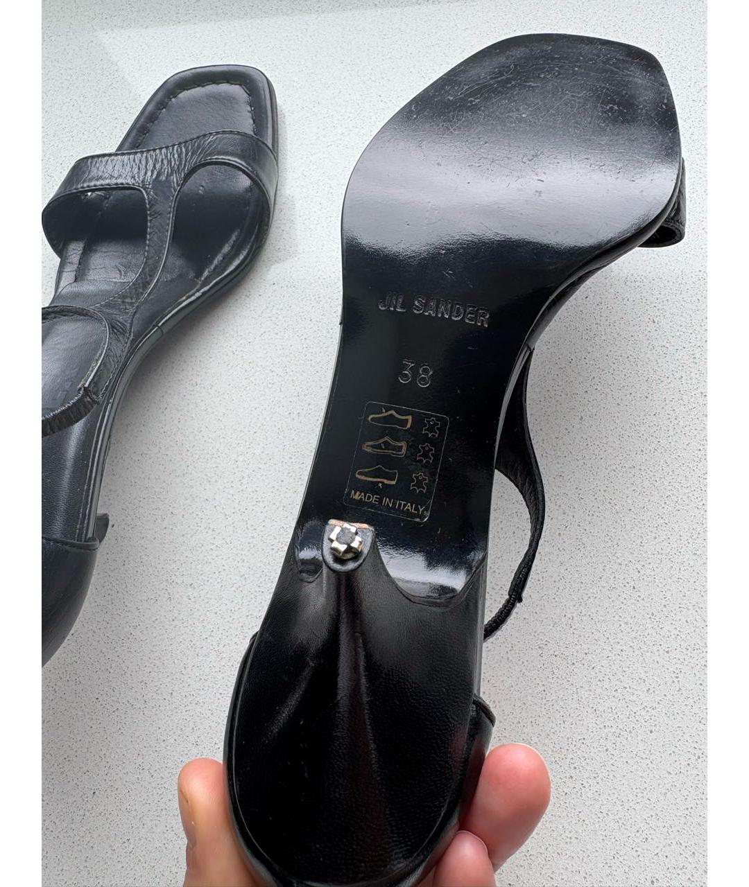 JIL SANDER Черные кожаные босоножки, фото 6