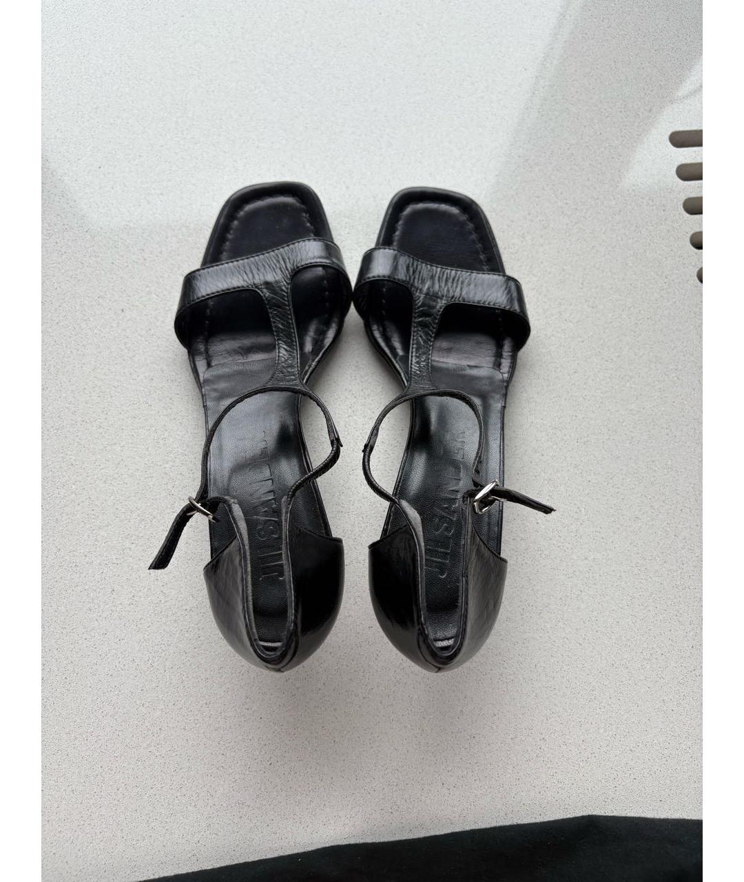 JIL SANDER Черные кожаные босоножки, фото 3