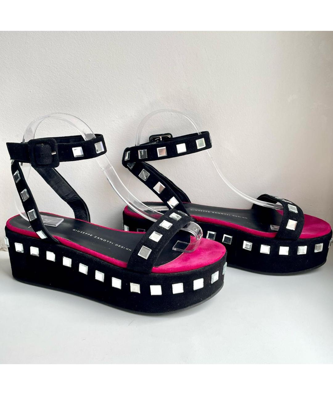 GIUSEPPE ZANOTTI DESIGN Черные замшевые босоножки, фото 2
