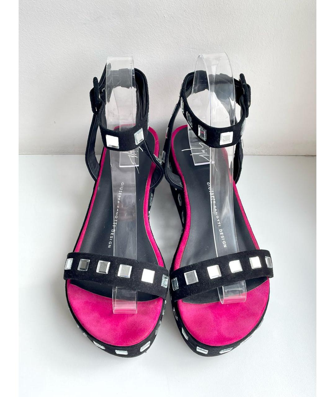 GIUSEPPE ZANOTTI DESIGN Черные замшевые босоножки, фото 4