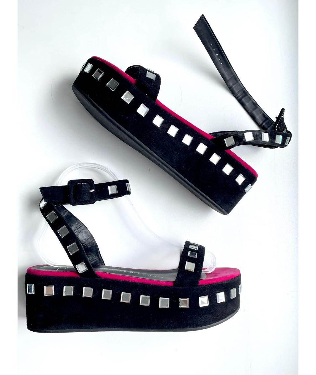 GIUSEPPE ZANOTTI DESIGN Черные замшевые босоножки, фото 3