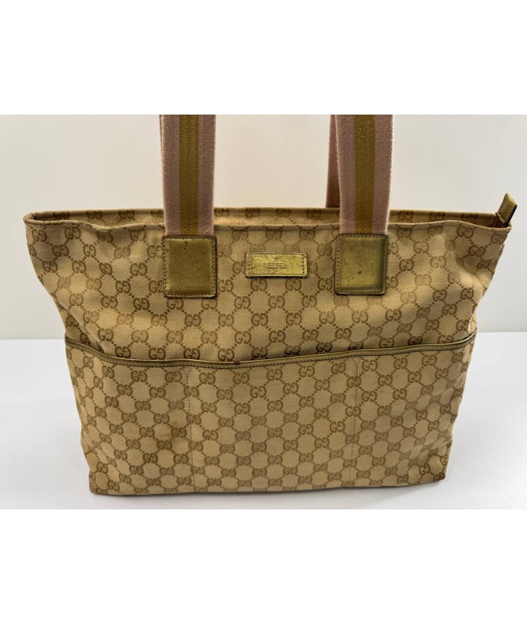 GUCCI Бежевая тканевая сумка тоут, фото 2